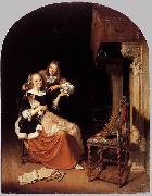 Pieter Cornelisz. van Slingelandt Lady with a Pet Dog oil painting artist